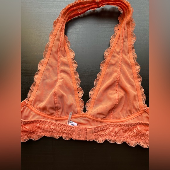 Intimately Free People Coral Orange Halter Floral Print Lace Bralette Size XS - Picture 6 of 8